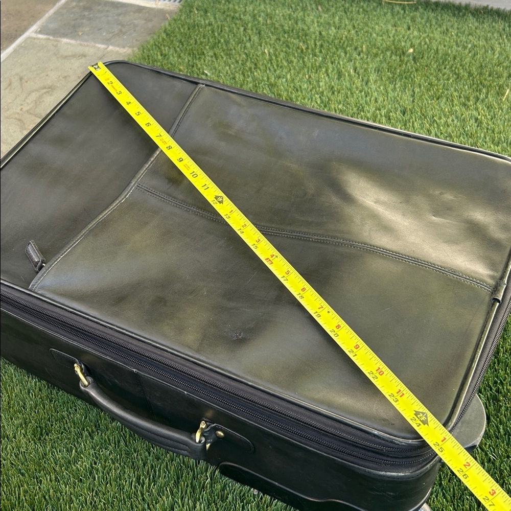 COACH 22" Charcoal Black Leather Rolling HERITAGE CHECK Suitcase Carry On VTG - Picture 10 of 16